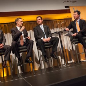 Corporate stage up lighting AV set-up