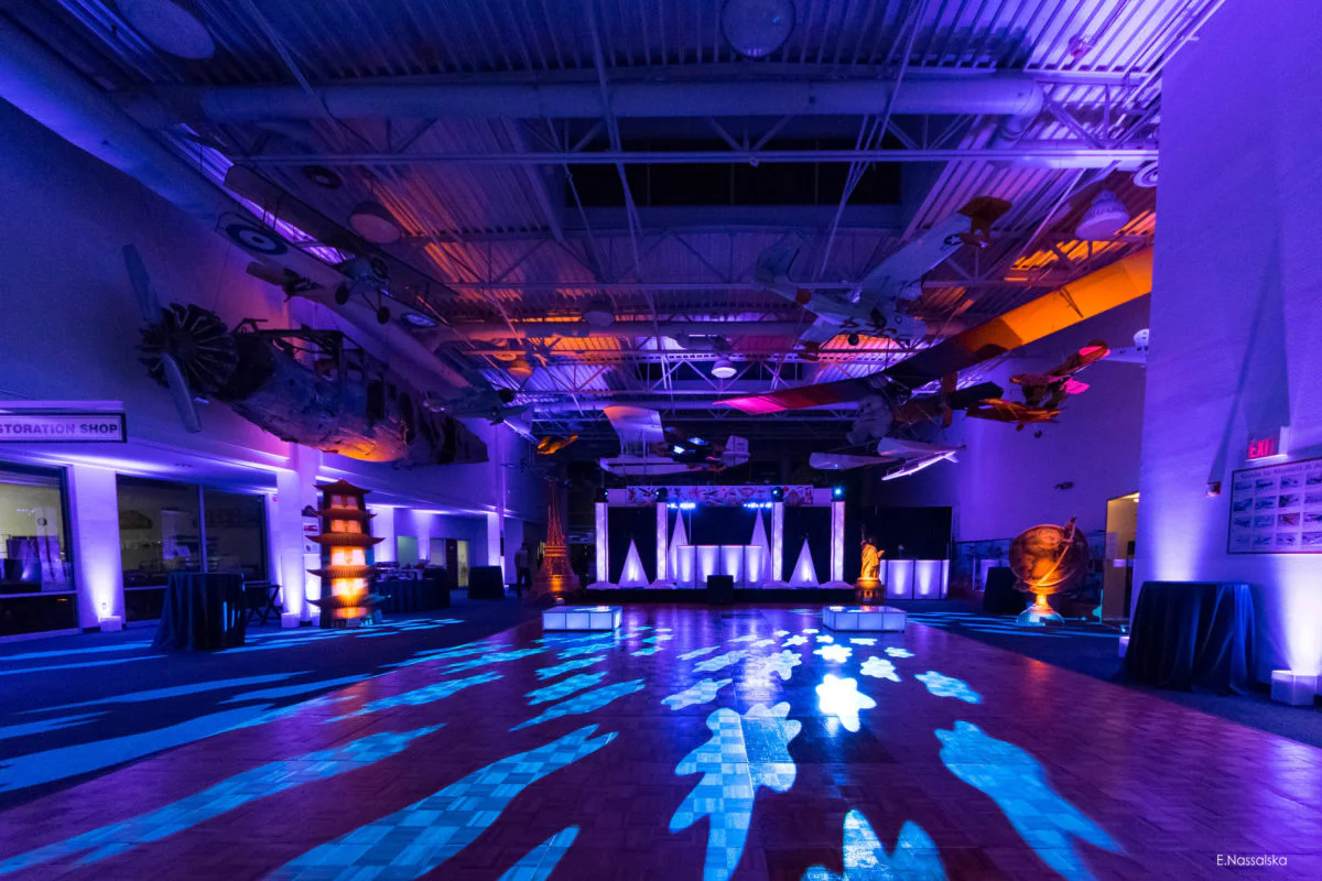 Venue multicolored lighting and floor pattern wash for corporate event