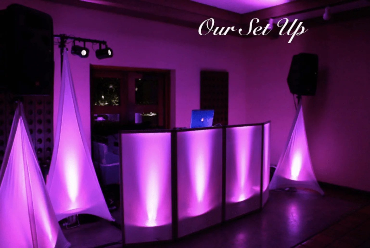DJ booth lighting and decor set-up