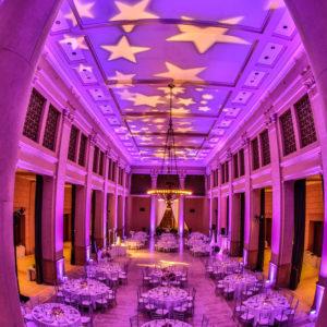 lighting designs on ceiling in a pattern