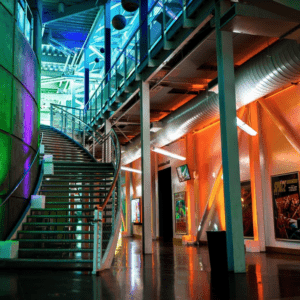 Indoor multicolored up lighting for venue