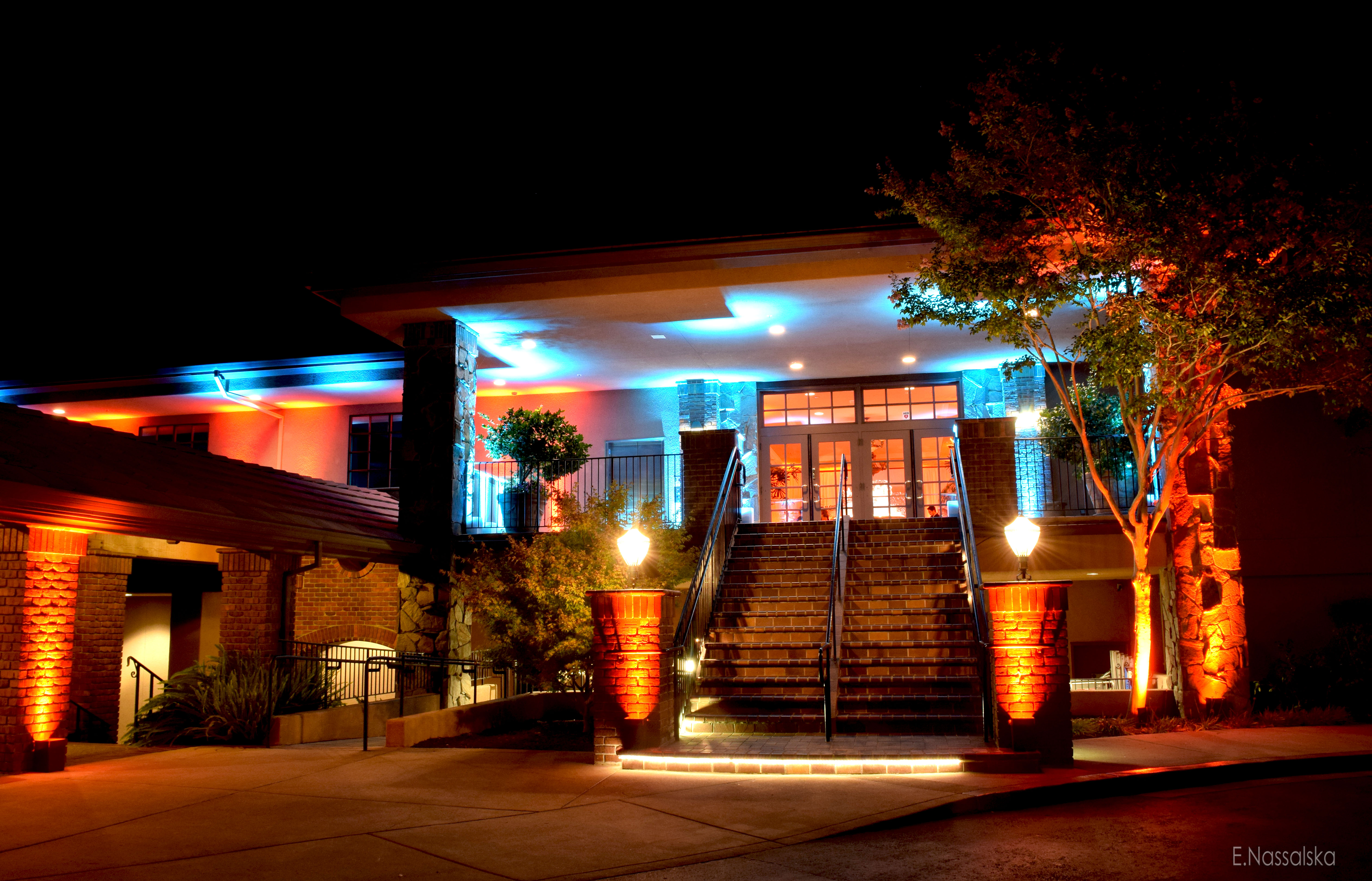 Outdoor entrance up lighting for venue