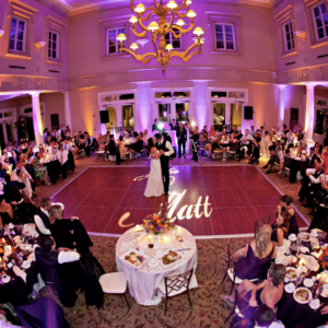 Dance floor lighting for first dance at wedding
