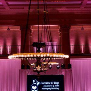 ceiling wash and chandelier lighting over dance floor