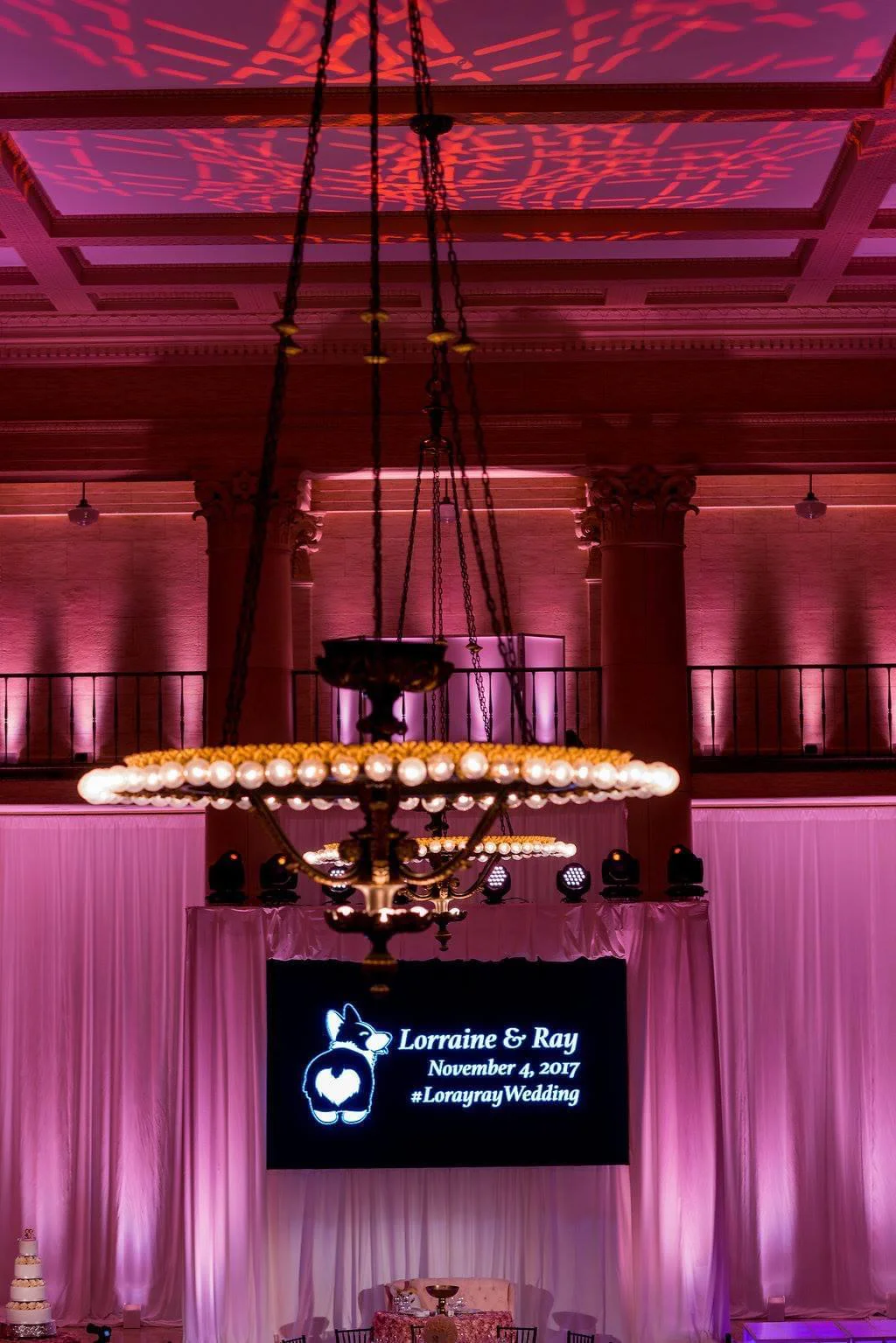 ceiling wash and chandelier lighting over dance floor